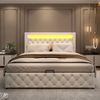 MODFU Polsterbett Bett mit Stauraum gepolstertem Kopfteil (160x200cm ohne Matratz, 1-tlg), Funktionsbett mit Lattenrost und Stauraum,Mit LED-Beleuchtung Bild 3