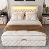 MODFU Polsterbett Bett mit Stauraum gepolstertem Kopfteil (160x200cm ohne Matratz, 1-tlg), Funktionsbett mit Lattenrost und Stauraum,Mit LED-Beleuchtung Bild 2