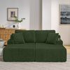 2-Sitzer Schlafsofa aus Kordstoff mit Magazintasche & Getränkehalter, 186 x 154 x 78 cm, Grün Bild 3