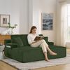 2-Sitzer Schlafsofa aus Kordstoff mit Magazintasche & Getränkehalter, 186 x 154 x 78 cm, Grün Bild 5