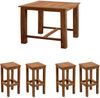 Inko 5-teilige Bar-Sitzgruppe Abacus recyceltes Teak 120x80x108 cm mit 4 Barhockern Bild 4