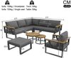 Merax 7-Sitzer Gartenlounge-Set, Gartenmöbelset, robuste Metallbasis, 9cm dicken Kissen und 2er-Set Holztischen, freie Kombination für Terrasse, Balkon, Poolbereich, Grau Bild 4