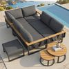 Merax 7-Sitzer Gartenlounge-Set, Gartenmöbelset, robuste Metallbasis, 9cm dicken Kissen und 2er-Set Holztischen, freie Kombination für Terrasse, Balkon, Poolbereich, Grau Bild 5