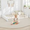 Kinderbett 120x200 Bodenbett mit Rausfallschutz Montessori Bett Kleinkindbett Holz Massiv Weiß Einzelbett Lattenrost Bettgestell Bild 2