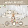 Kinderbett 120x200 Bodenbett mit Rausfallschutz Montessori Bett Kleinkindbett Holz Massiv Weiß Einzelbett Lattenrost Bettgestell Bild 4