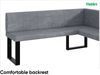MEBLINI Eckbank für Esszimmer mit ausziehbarem Tisch - Küchenbank - Essecke - Sitzecke Küche - PETER - U-Beine 128x168x87cm Rechts - Grau Samt/M Weiß Matt Bild 5