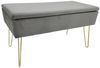 ECHTWERK Sitzhocker Sitzbank Scarlett mit Samtbezug, Aufbewahrungstruhe, Schminkbank mit Stauraum, Metallbeine, grau Bild 1