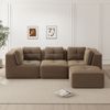 Flieks 3-Sitzer Modulares Sofa mit Hocker, Cloud Sofa Cord rahmenlos, Lounge Sofa bodennah, mit breiten Armlehnen, Braun Bild 2
