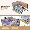 Merax Einzelbett, Polsterbett, Daybett, Schlafsofa, 90x200cm, mit LED-Beleuchtung, USB&Typec-Ladestation, Tagesbett, Jugendbett mit 2 Schubladen und Lattenrost aus Metall, Kopfteil mit Stauraum, naturfarbe Bild 5