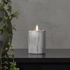 LED Blockkerze ,Flamme Marble', Batterie, Timer, Beton, Marmor-Optik, 12,5cm Bild 2