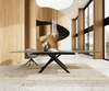 Esstisch Edge 200-300x100 Keramik Laminam®Nero Greco Anthrazit Kreuzgestell Rechteck Schwarz ausziehbar Bild 2