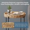 doporro Beistelltisch Couchtisch kleiner Tisch mit 1/2 geflochtenen Ablagen rund Reglo-08, Zwei Materialien zur Auswahl Bild 2