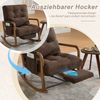LVHOM Schaukelstuhl mit ausziehbarer Fußstütze, Relaxsessel mit verstellbare Rückenlehne, Loungesessel mit Seitentasche, bis 150 kg belastbar, Braun Bild 3