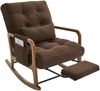 LVHOM Schaukelstuhl mit ausziehbarer Fußstütze, Relaxsessel mit verstellbare Rückenlehne, Loungesessel mit Seitentasche, bis 150 kg belastbar, Braun Bild 1