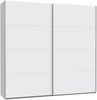 Forte SCHACH & MATT 2 weißer Kleiderschrank 220, moderner Schwebetürenschrank mit Einlegeböden und Kleiderstange, 2-türig, Holzwerkstoff, Weiß Matt, 220,1 cm breit x 210,5 cm hoch x 61,2 cm tief Bild 3