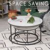 Moderne Runde Marmor Couchtische Weiß/Schwarz Metallgestell 2er Set Bild 5