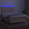 vidaXL Boxspringbett mit Matratze & LED Creme 140x190 cm Stoff 3135514 Bild 4
