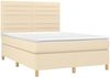 vidaXL Boxspringbett mit Matratze & LED Creme 140x190 cm Stoff 3135514 Bild 3