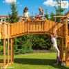 Fungoo Spielturm "Fortress TipTop Rainbow", teak,mit 2x Turm, Rutsche, Kletterwand, Griffe, Leiter, Holzdach Bild 2