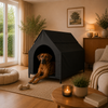 belviona Hundeliege mit Dach, erhöhtes Hundebett für Garten, Terrasse und Balkon, wasserabweisend & belastbar bis 80 kg, 130 x 85 x 113 cm, schwarz Bild 2