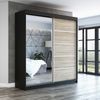 Schwebetürenschrank GAP 2-türig Schrank 160 cm (mit Spiegel) Farbe: Schwarz, sonoma Bild 2