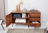 Sideboard WL5.629 Sheesham Massivholz 145 x 75 x 40 cm Landhaus Kommode, Design Anrichte mit 3 Schubladen & 2 Türen, Hohe Schubladenkommode Holz, Kommodenschrank Massiv Wohnzimmer Bild 5