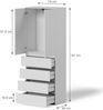 Kleiderschrank Claus Weiß 74 x 191.5 cm mit 4 Schubladen Vicco Bild 2