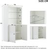 Sideboard, Hochglanz-Aufbewahrungsschrank Vitrine mit LED-Leuchten gehärtetem Glas Displayschicht, MDF+Glas, Weiß, 100x35x170cm Bild 5