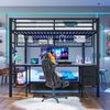 Bett 140x200 cm mit Schreibtisch und Stauraum – Hochbett aus Metall mit 7-farbiger LED und USB-Anschluss Bild 3