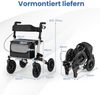 Rollator mit Luftbereifung faltbar und leicht mit Sitz Aluminium bis 140 kg 2 in 1 Rollstuhl Silber Bild 2