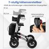 Rollator mit Luftbereifung faltbar und leicht mit Sitz Aluminium bis 140 kg 2 in 1 Rollstuhl Silber Bild 5