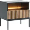 Vente-unique - OVILA Nachttisch Holz, Platte SchwarzBeige - B 39 cm x H 56,2 cm x L 53,6 cm Bild 3