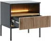 Vente-unique - OVILA Nachttisch Holz, Platte SchwarzBeige - B 39 cm x H 56,2 cm x L 53,6 cm Bild 4