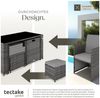 tectake Sitzgruppe Rattan-Gartenlounge für 2 bis 4 Personen, inklusive Flaschenöffner, (Loungeset Palermo, 5-tlg, für Außen in Grau), widerstandsfähig, UV-beständig, mit Sicherheitsglasplatte Bild 4