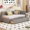 Polsterbett Schlafsofa 90*200 Multifunktionsbett mit 2 großen Stauraumschubladen und Lattenrost hautfreundlicher Samtstoff Grau Bild 1