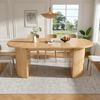 Ausziehbarer Esstisch mit verstecktem Staufach, verdickte Tischplatte für hohe Stabilität, flexibel anpassbar für kleine Räume, Küche, Arbeitszimmer und Wohnzimmer, MDF Tischplatte, Naturbraun Bild 2