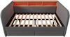 Polsterbett 140x190 cm mit LED & USB‑C, 2 Schubladen, Leinenbezug, Grau Bild 5