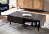 Couchtisch 110x60x43cm Schwarz Eiche-Dekor Rechteckig mit Stauraum Schubladen Metallbeine Bild 2