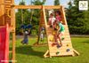 Fungoo Spielturm "Maxi Set Spider Land My Space XL Fortress Toybox Rainbow Spider+", teak,mit 2x Rutschen, 2x Spieltürmen, Verbindungsbrücke, Schaukel, Leiter, Trapez, Kletterseil und Kletterwände Bild 4