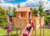 Fungoo Spielturm "Maxi Set Spider Land My Space XL Fortress Toybox Rainbow Spider+", teak,mit 2x Rutschen, 2x Spieltürmen, Verbindungsbrücke, Schaukel, Leiter, Trapez, Kletterseil und Kletterwände Bild 5