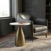 Beistelltisch Rund 40cm Gold mit Massiver Marmorplatte Weiß - Wohnzimmertisch Naturstein Anstelltisch - Sofatisch Design Metall Couchtisch - Wohnzimmer Tisch Modern Handmade Bild 5