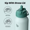 Edelstahl Trinkflasche 1L Isolierflasche Strohhalm Sport Pillendose Grün Bild 3
