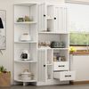 Eck-Kleiderschrank Weiß, 104x35x155 cm mit 3 Schränken, 2 Schubladen & 14 Ablageflächen Bild 2