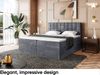 MEBLINI Boxspringbett LUKAS 160x220 cm mit Bettkasten - H4/Dunkelgrau Samt Polsterbett - Doppelbett mit Topper & Taschenfederkern-Matratze Bild 3