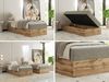 Boxspringbett, Einzelbett WOOD ZERO 90 x 200 cm, Hotelbett ohne Kopfteil, Bett mit Stauraum, 7-Zonen Multipocket-Matratze - Dunkelbeige Strukture - H3 - Topper T25 Bild 2