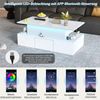 Merax anhebbarer Couchtisch mit 4 Schublade, Hochglanz-Beistelltisch mit LED, Sofatisch, kaffeetisch, Wohnzimmertisch mit verstecktem Stauraum, Weiß Bild 5