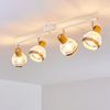 hofstein Deckenleuchte »Nalles« verstellbare Deckenlampe, Metall/Holz/Hanfseil, Weiß/chrom, ohne Leuchtmittel, Lampenschirme dreh-/schwenkbar, 4xE27, Gitter-Optik, Natur Bild 4