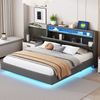 Polsterbett 160x200 cm mit USB-Anschluss und LED-Beleuchtung, Matratze nicht enthalten, grau Bild 3