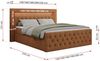 Boxspringbett, Stauraumbett mit Bettkasten, LED - GOLD-9 - 140x200cm - Orange Stoff - H3 Bild 5