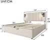 Polsterbett 140×200 cm aus Baumwoll-Stoff mit Leselicht und USB-C-Anschluss, beige Bild 5